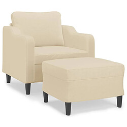 vidaXL Fauteuil avec repose-pied Crème 60 cm Tissu