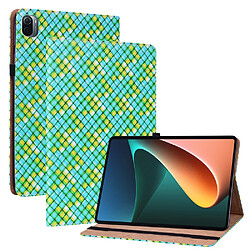 Etui en PU texture tissée multicolore avec support vert pour votre Xiaomi Pad 5/Pad 5 Pro