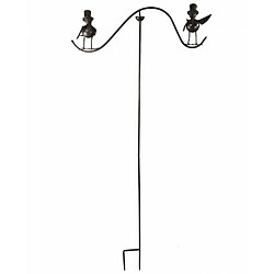 L'Héritier Du Temps Tuteur Tige pour Plantes Motifs Double Oiseaux ou Mobile de Jardin Rotatif à Planter en Fer Patiné Marron 62x62x139cm