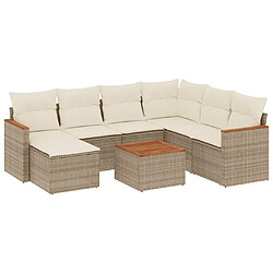 vidaXL Salon de jardin avec coussins 8 pcs beige résine tressée