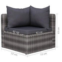 vidaXL Salon de jardin 9 pcs avec coussins Résine tressée Gris pas cher