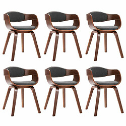 Maison Chic Lot de 6 Chaises à manger modernes,Chaises à dîner bois courbé et tissu gris -MN73633