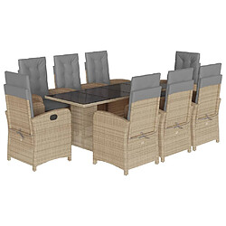 vidaXL Ensemble à manger de jardin et coussins 9 pcs mélange beige