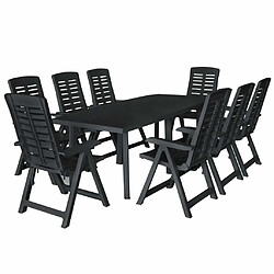 Salle à manger de jardin 9 pcs,Table et chaise à dîner Plastique Anthracite -MN11573