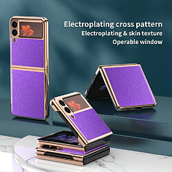 Coque en TPU + PU électroplaqué, texture croisée violet pour votre Samsung Galaxy Z Flip3 5G