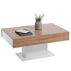 FMD Table basse chêne antique et blanc