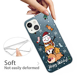 Coque en TPU antichoc, motif de Noël, antichute pour votre iPhone 14 Plus - Shiba Inu Snowman Deer