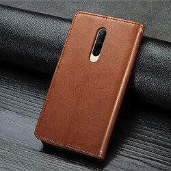 Acheter Wewoo Housse Coque Pour OnePlus 7 Pro Retro Boucle en cuir de couleur unie Protection téléphone mobile Etui avec cadre photo et fente carte & portefeuille et support Brun