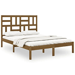 vidaXL Cadre de lit sans matelas marron miel bois massif 120x200 cm