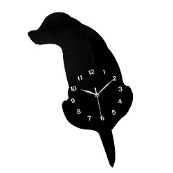 3d queue wagging chat chien mur horloge silence horloge chambre décoration noir chien 01 pas cher