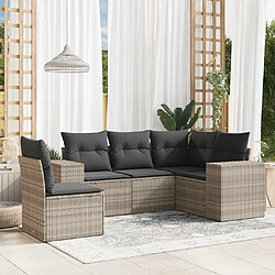 vidaXL Salon de jardin 5 pcs avec coussins gris clair résine tressée