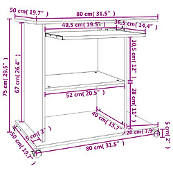 Acheter Helloshop26 Bureau table poste de travail meuble d'ordinateur informatique étude d'ordinateur 80 x 50 x 75 cm bois d'ingénierie noir 02_0023749