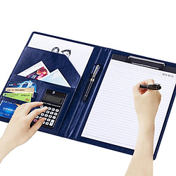 Avis Wewoo Porte-documents en cuir de style professionnel avec bloc-notes et calculatrice A4 de 30 pages (bleu)