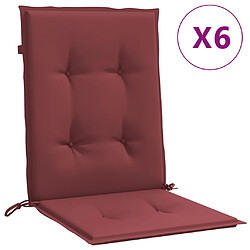 vidaXL Coussins de chaise dossier bas lot de 6 rouge bordeaux mélangé