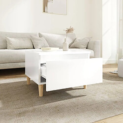 Avis Maison Chic Table d'appoint | Table Basse Blanc brillant 50x46x35 cm Bois d'ingénierie -GKD23495