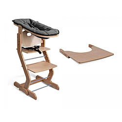 TISSI Chaise haute avec attache bébé et plateau en bois naturel