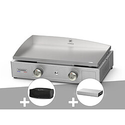 La Plancha Inox 260 gaz avec housse de protection + couvercle - Le Marquier