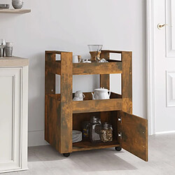 Avis Maison Chic Desserte de cuisine | Chariot de cuisine | Meuble de rangement roulant Chêne fumé 60x45x80 cm Bois d'ingénierie -GKD76179