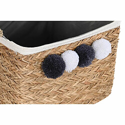 Set de basket DKD Home Decor Naturel Coton Pompons Fibre naturelle (33 x 33 x 25 cm)