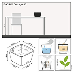 Acheter LECHUZA Jardinière BACINO Cottage ALL-IN-ONE 30x30 cm blanc