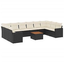 vidaXL Salon de jardin 11 pcs avec coussins noir résine tressée