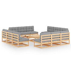 Maison Chic Salon de jardin 13 pcs + coussins - Mobilier/Meubles de jardin - Table et chaises d'extérieur Bois de pin massif -MN52548