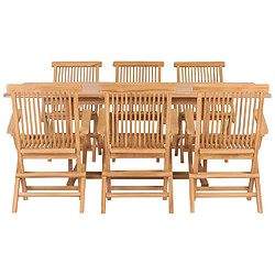 Avis Maison Chic Mobilier de salle à manger d'extérieur,Meuble à dîner d'extérieur 7 pcs 150-200x100x75 cm Teck massif -GKD876300