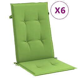 vidaXL Coussins de chaise à dossier haut lot de 6 vert mélangé tissu