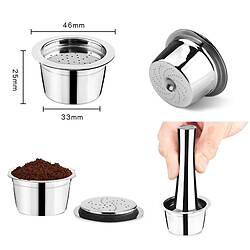 Gélules de Café Rechargeables en Acier Inoxydable avec Filtre Réutilisables, pour ALDI Expressi K-fee, avec Pod Brosse Scoop Tamper