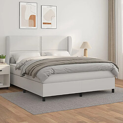 vidaXL Sommier à lattes de lit avec matelas Blanc 180x200cm Similicuir 