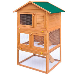 vidaXL Clapier d'extérieur Enclos pour petits animaux 3 niveaux Bois