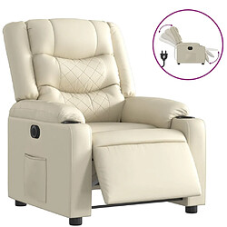 Maison Chic Fauteuil Relax pour salon, Fauteuil inclinable électrique Crème Similicuir -GKD87871