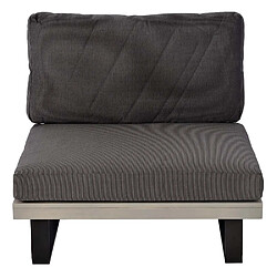 Acheter Decoshop26 Fauteuil lounge de jardin en bois d'acacia gris et aluminium coussin gris foncé 04_0006847