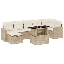 vidaXL Salon de jardin avec coussins 8 pcs beige résine tressée