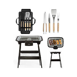 Livoo Barbecue Electrique sur Pieds ou de Table noir 2000W + Set de 4 accessoires DE CUISSON