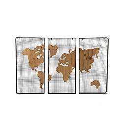 Mes Déco murale grillagée Mappemonde en bois