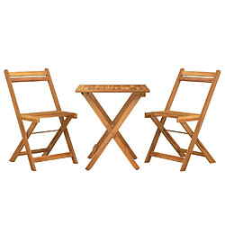 Avis Maison Chic Table de bistro pliable et chaises d'extérieur 3 pcs,Ensemble de bistro de jardin pour relax bois d'acacia solide -GKD706266