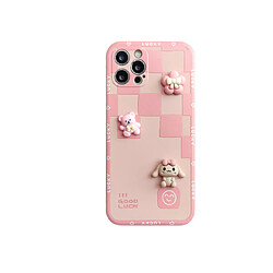 C16 Housse de dos PROTECTION DE TÉLÉPHONE MOBILE PROTECTION SOFT SOCK Dessin animé 3D Rose Couverture de protection anti-chute pour iPhone 12Pro Case