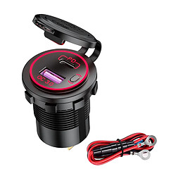 Adaptateur De Chargeur De Voiture USB C Chargeur PD Avec LED Pour Câble Rouge De Moto