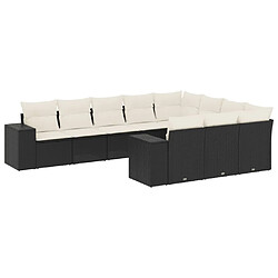 Maison Chic Salon de jardin 10 pcs avec coussins | Ensemble de Table et chaises | Mobilier d'Extérieur noir résine tressée -GKD94073