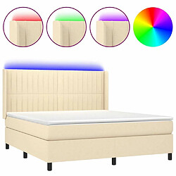 Maison Chic Lit adulte- Lit + matelas + LED,Sommier à lattes de lit matelas et LED Crème 160x200 cm Tissu -GKD95401