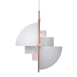 MULTI-LITE-Suspension Métal Ø36cm blanc mat laiton doré câble blanc GUBI - designé par Louis Weisdorf