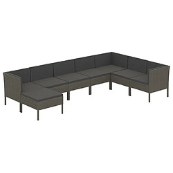 vidaXL Salon de jardin 8 pcs avec coussins résine tressée gris