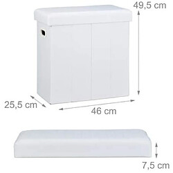 Helloshop26 Tabouret banc banquette pouf de rangement pliable pliant 50 litres blanc 13_0002776