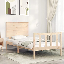 Maison Chic Cadre/structure de lit et tête de lit pour adulte - Lit Moderne Chambre 100x200 cm bois massif -MN15338