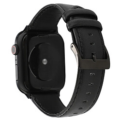 Wewoo Pour Apple Watch Series 5 et 4 44 mm / 3 et 2 et 1 42 mm Cire à l'huile Texture Crazy Horse Bracelet en cuir véritable noir