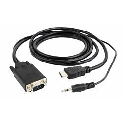 Gembird A-HDMI-VGA-03-10 adaptateur et connecteur de câbles HDMI + 3.5mm Noir (Gembird HDMI to VGA and audio adapter cable, single port, 3m, black)