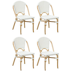 Aubry Gaspard Chaise d'extérieur en rotin et résine (Lot de 4) blanc.