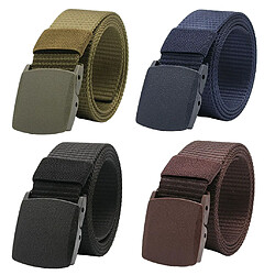 4pcs Ceintures Homme Automatiques Tressées Ajustable Belt en Toile Nylon avec Boucle en Plastique