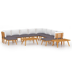 Maison Chic Salon de jardin 12pcs + coussins - Mobilier/Meubles de jardin - Table et chaises d'extérieur Bois d'acacia solide -MN65236